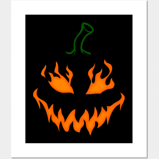 Halloween Pumpink in Fire Posters and Art